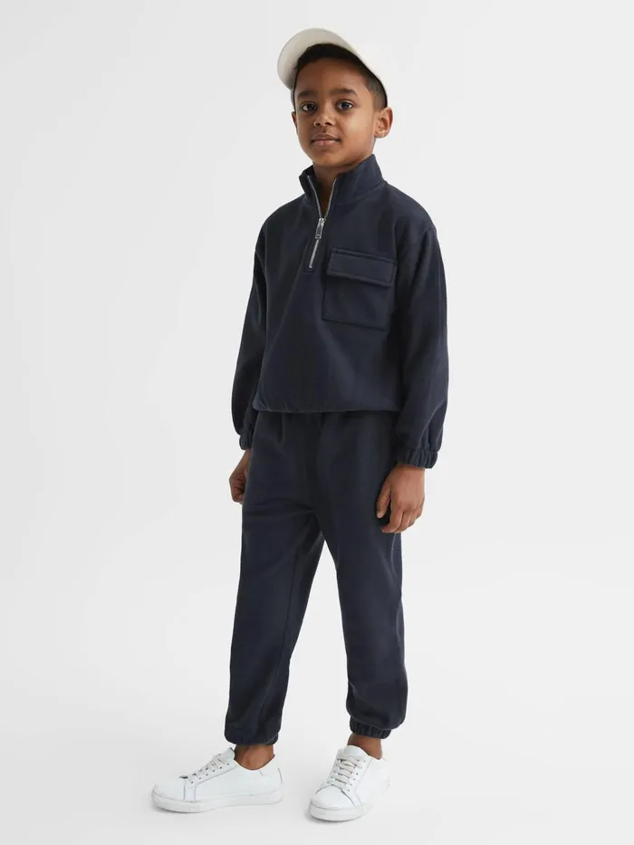Children Conrad Micro Fleece Half Zip Jumper Navy Reiss Sweats and Hoodies