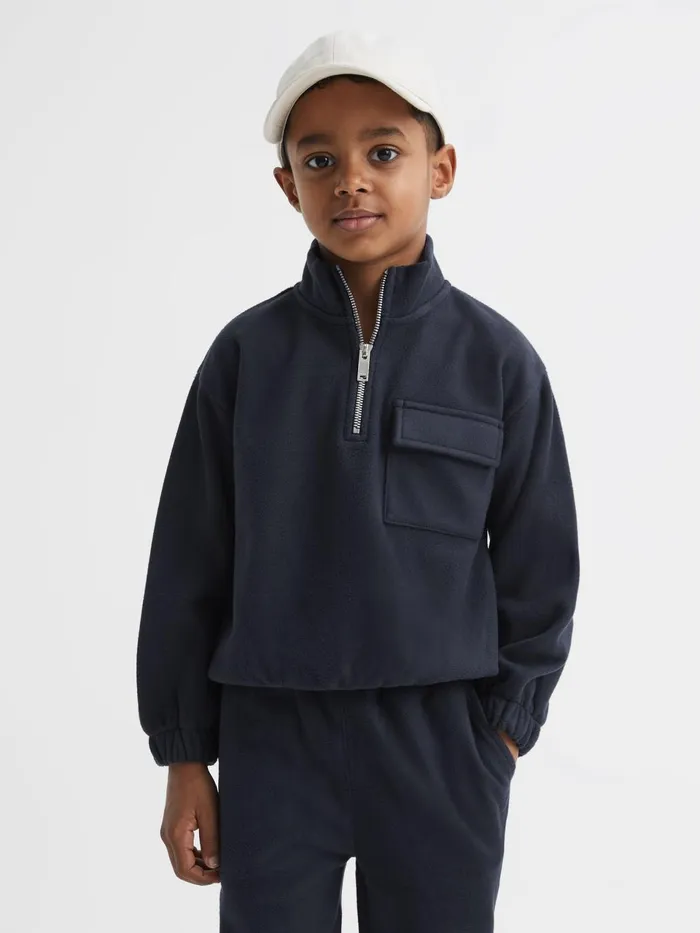 Children Conrad Micro Fleece Half Zip Jumper Navy Reiss Sweats and Hoodies