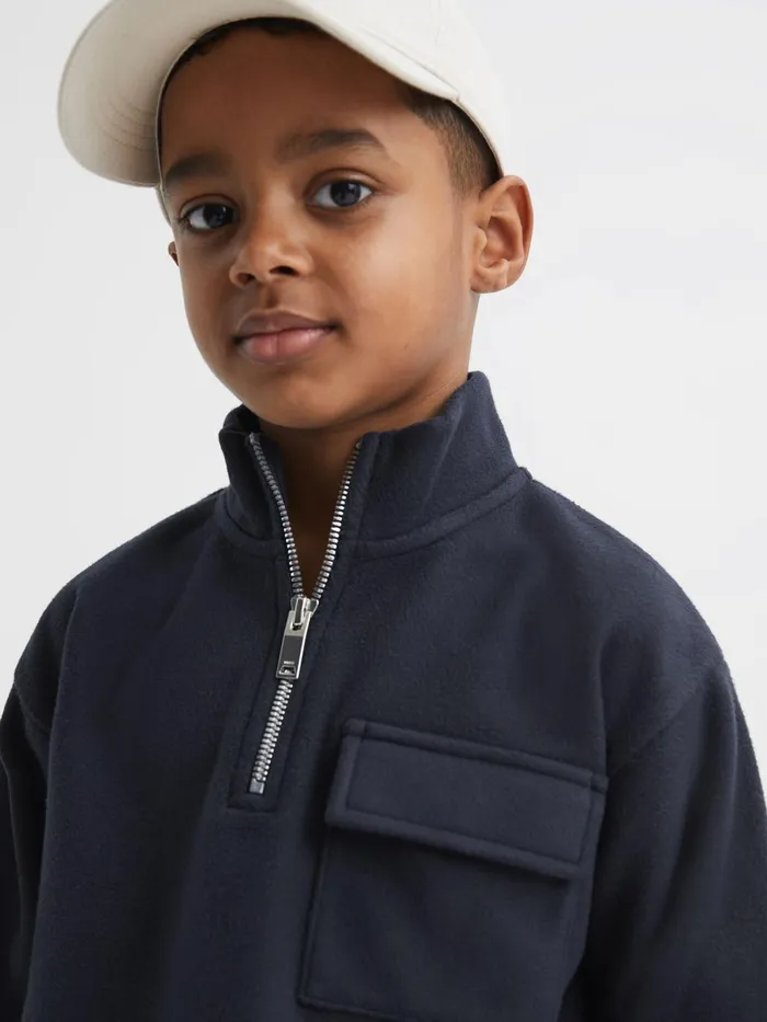 Children Conrad Micro Fleece Half Zip Jumper Navy Reiss Sweats and Hoodies