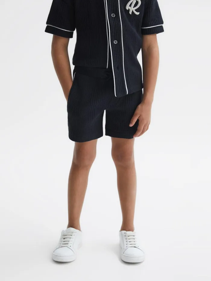Children Dexter Textured Drawstring Shorts Navy Reiss Shorts