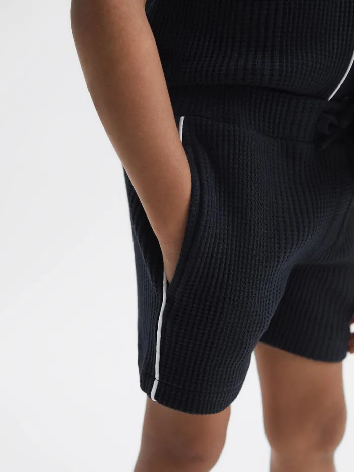 Children Dexter Textured Drawstring Shorts Navy Reiss Shorts