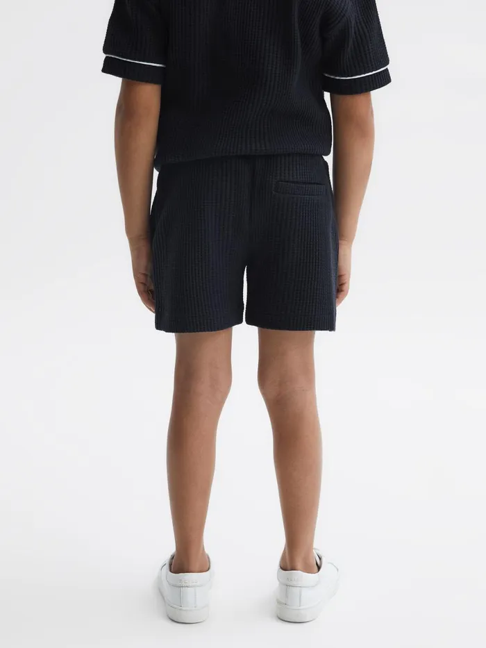 Children Dexter Textured Drawstring Shorts Navy Reiss Shorts