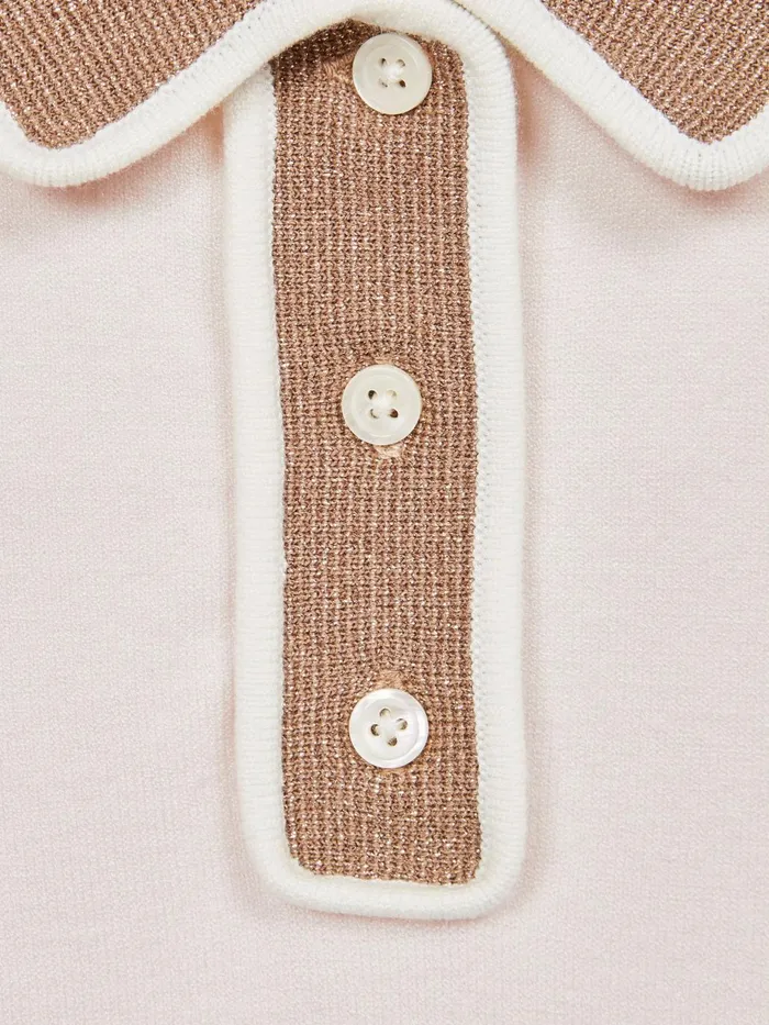 Children Eliza Lace Back Polo Pink Reiss Knitwear
