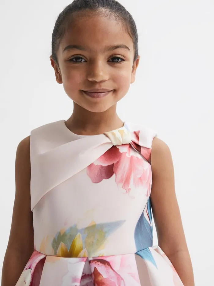 Children Emily Scuba Floral Printed Dress Pink Reiss Dresses and Jumpsuits
