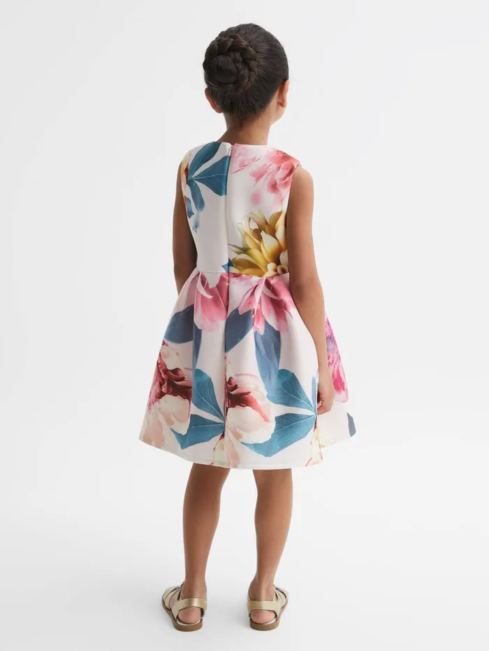 Children Emily Scuba Floral Printed Dress Pink Reiss Dresses and Jumpsuits