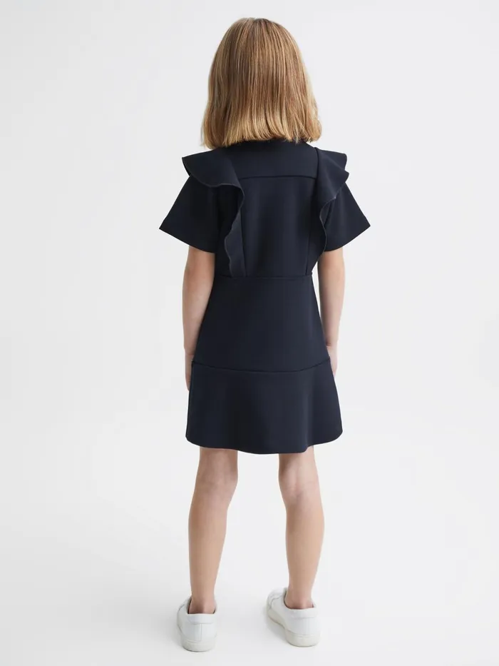 Children Fearne Ruffle Sleeve Button Dress Navy Reiss Dresses and Jumpsuits