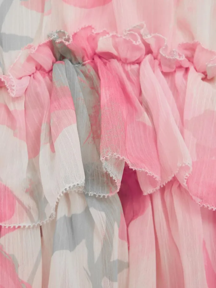 Children Henrietta Printed Tiered Dress Pink Print Reiss Dresses and Jumpsuits