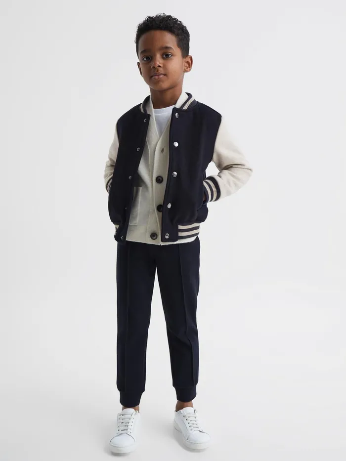 Children Kansas Varsity Bomber Jacket Navy Reiss Coats and Jackets