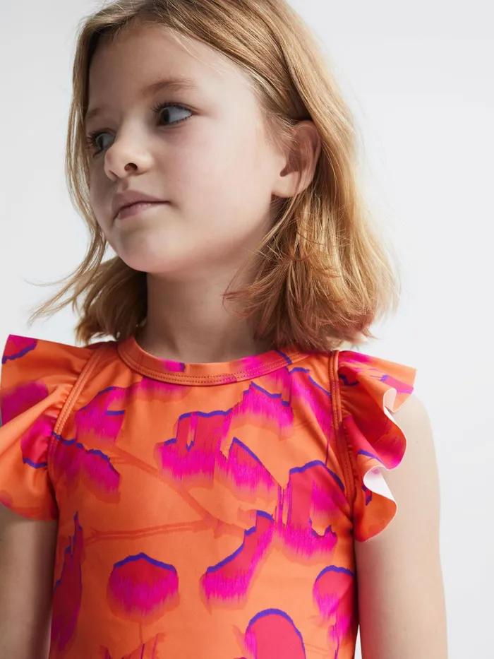 Children Lilly Floral Bikini Set Orange Print Reiss CoOrds
