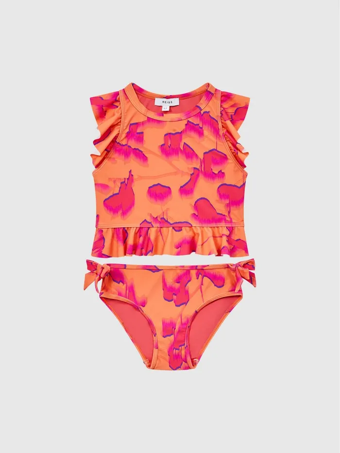 Children Lilly Floral Bikini Set Orange Print Reiss CoOrds