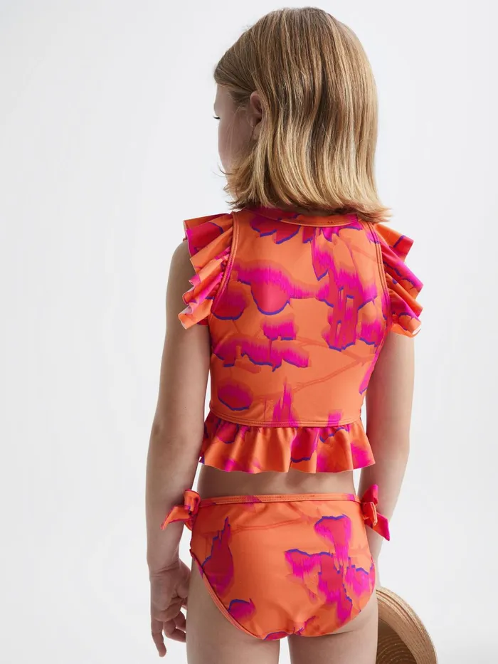 Children Lilly Floral Bikini Set Orange Print Reiss CoOrds