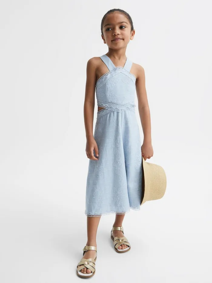 Children Louisa Embroidered Dress Blue Reiss Dresses and Jumpsuits