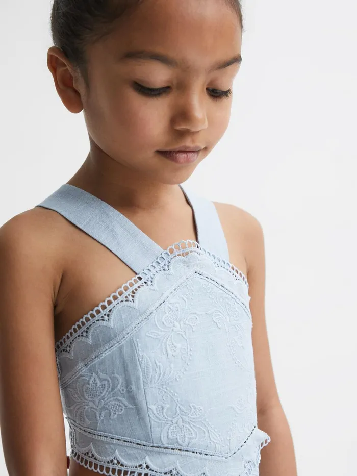 Children Louisa Embroidered Dress Blue Reiss Dresses and Jumpsuits