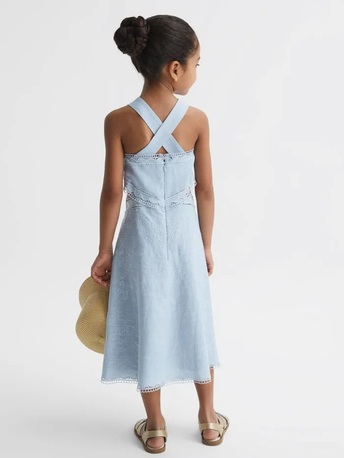 Children Louisa Embroidered Dress Blue Reiss Dresses and Jumpsuits