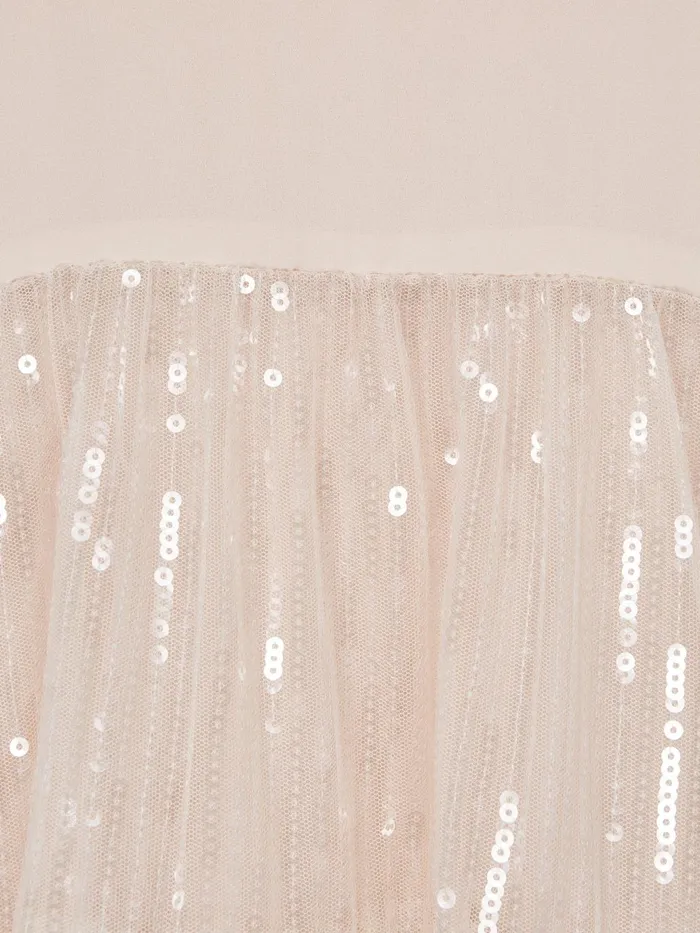 Children Luci Sequin Tiered Dress Pale Pink Reiss Dresses and Jumpsuits