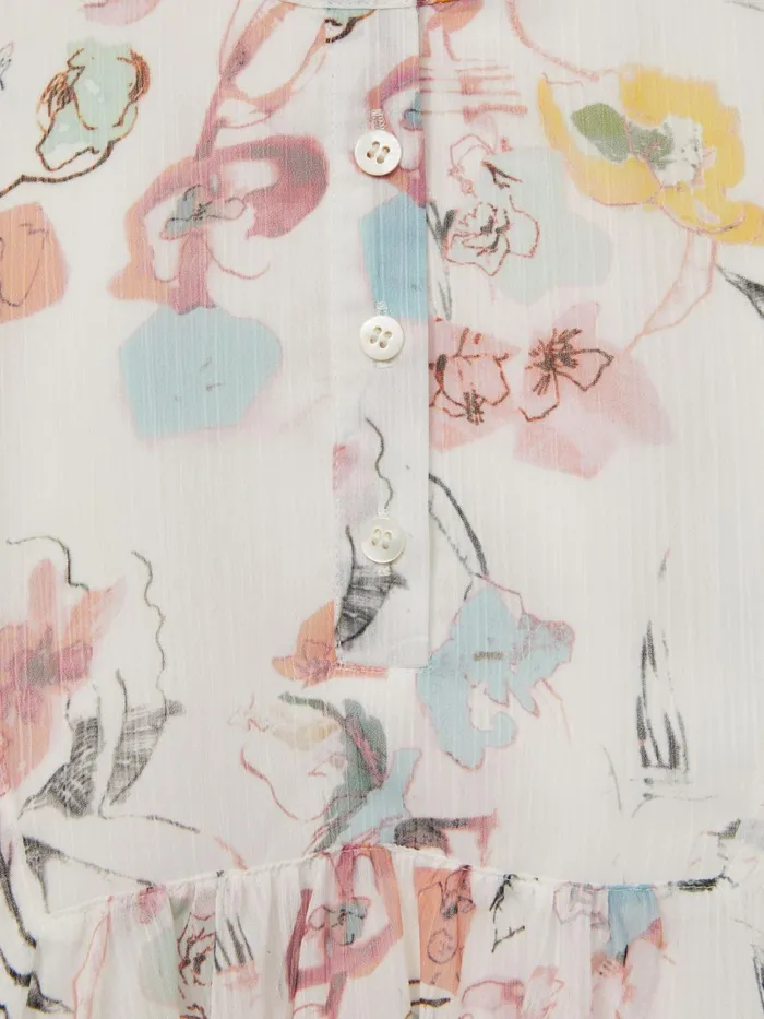 Children Martha Floral Print Collarless Dress Ivory Print Reiss Dresses and Jumpsuits