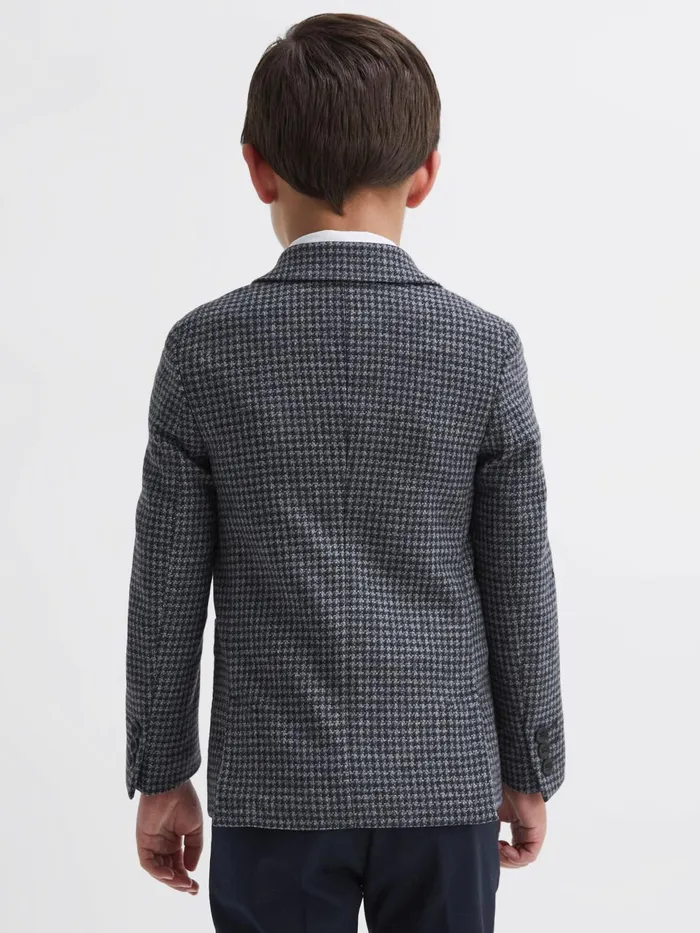 Children Progress Junior Puppytooth Single Breasted Blazer Navybrown Puppytooth Reiss Coats and Jackets