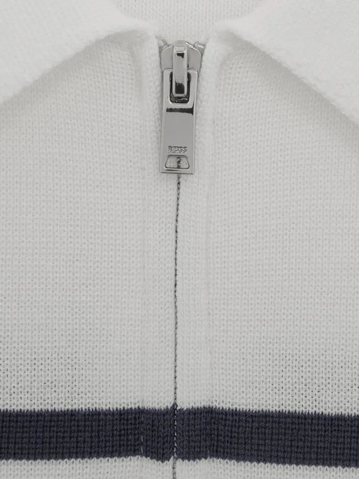 Children Rome Slim Fit Half Zip Colourblock Polo Shirt Airforce Blue Reiss Knitwear