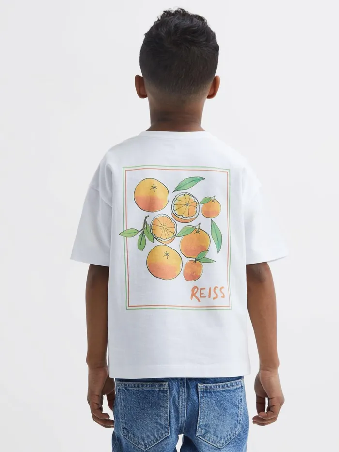 Children Seville Motif Cotton TShirt White Reiss TShirts