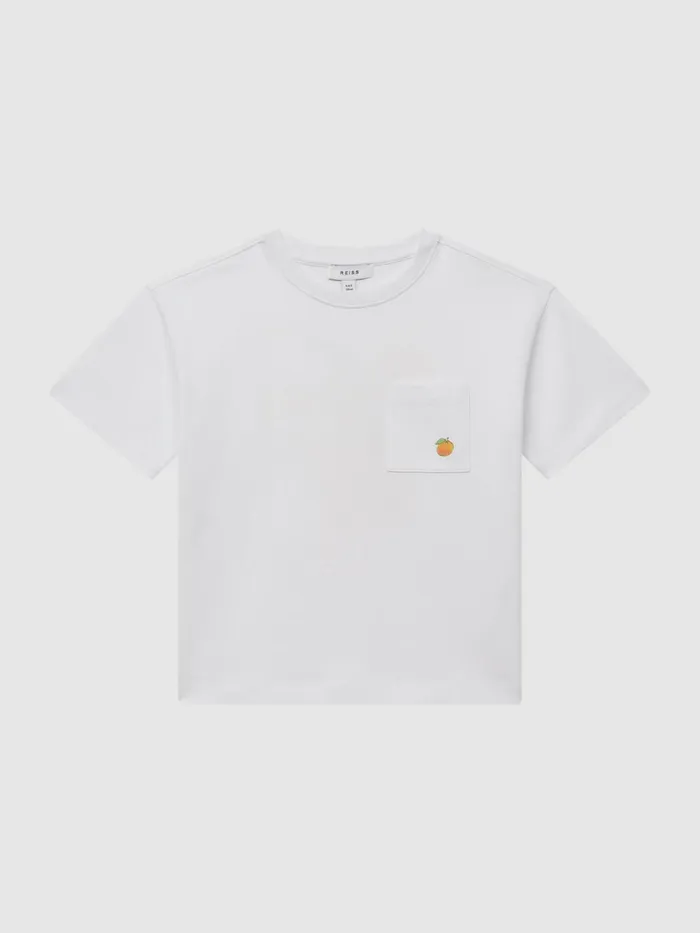 Children Seville Motif Cotton TShirt White Reiss TShirts