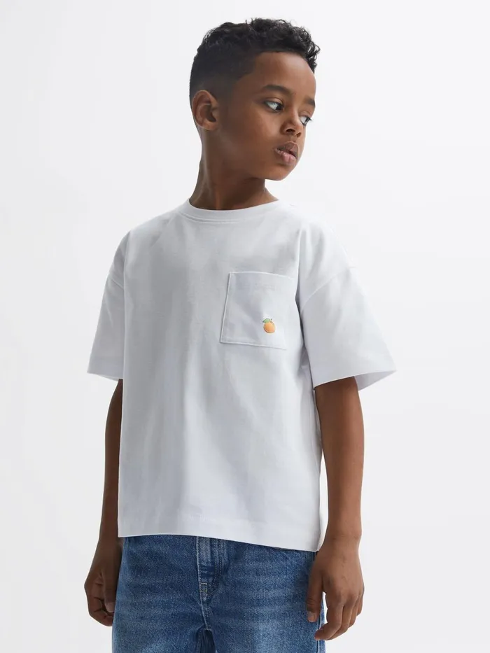 Children Seville Motif Cotton TShirt White Reiss TShirts