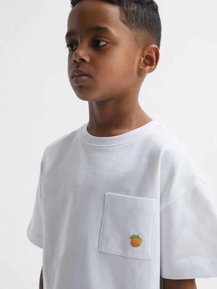 Children Seville Motif Cotton TShirt White Reiss TShirts