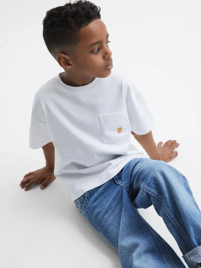 Children Seville Motif Cotton TShirt White Reiss TShirts