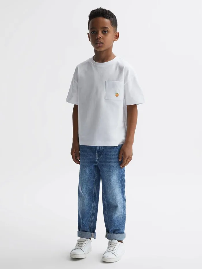 Children Seville Motif Cotton TShirt White Reiss TShirts
