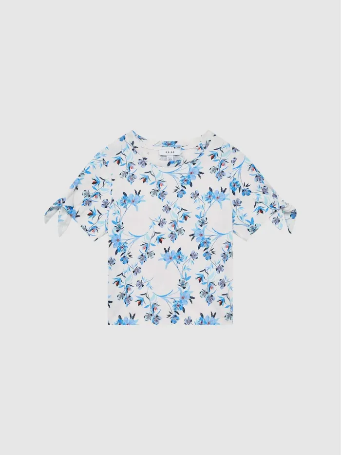 Children Tally Printed Cotton TShirt Blue Print Reiss Tops and Tshirts