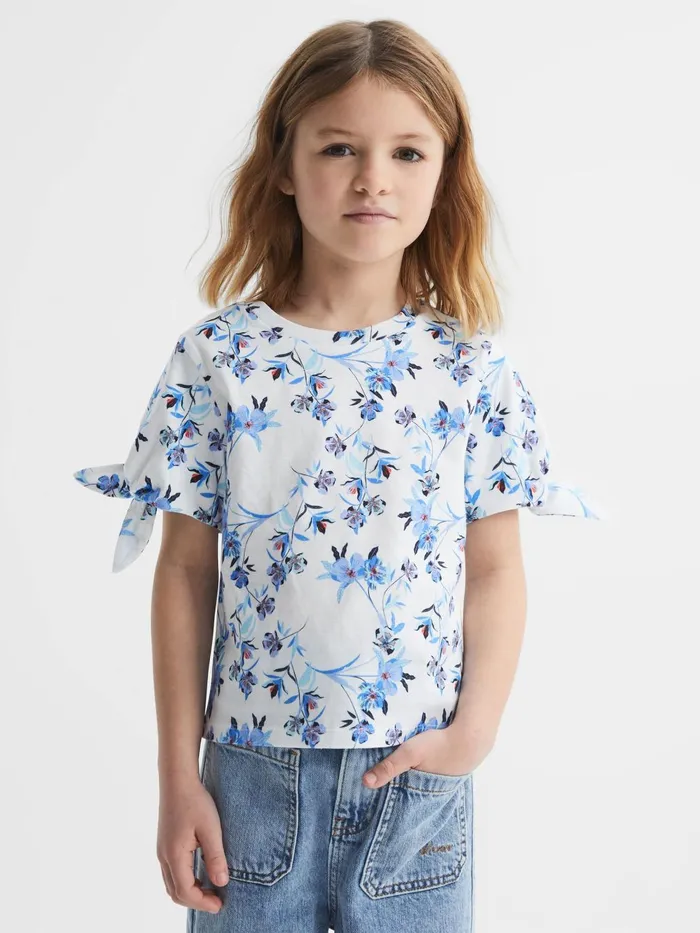 Children Tally Printed Cotton TShirt Blue Print Reiss Tops and Tshirts