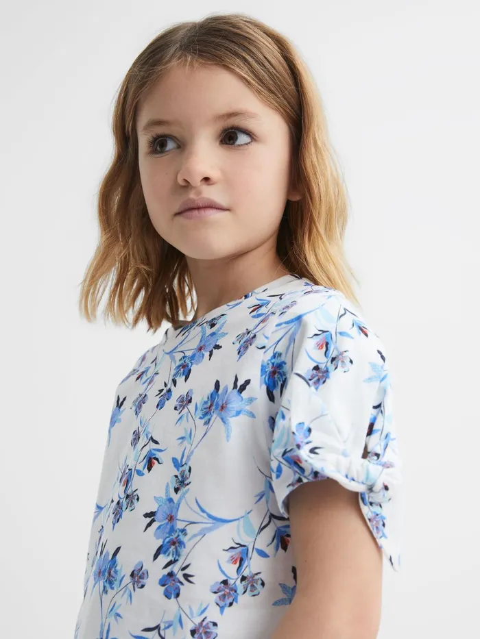 Children Tally Printed Cotton TShirt Blue Print Reiss Tops and Tshirts