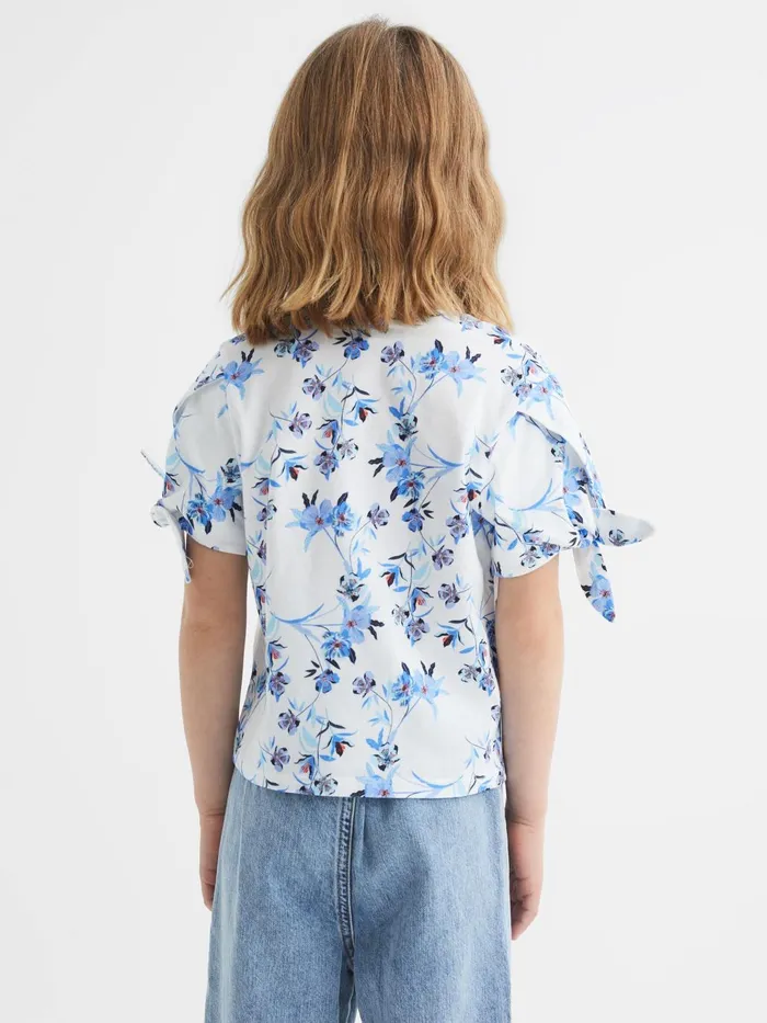 Children Tally Printed Cotton TShirt Blue Print Reiss Tops and Tshirts