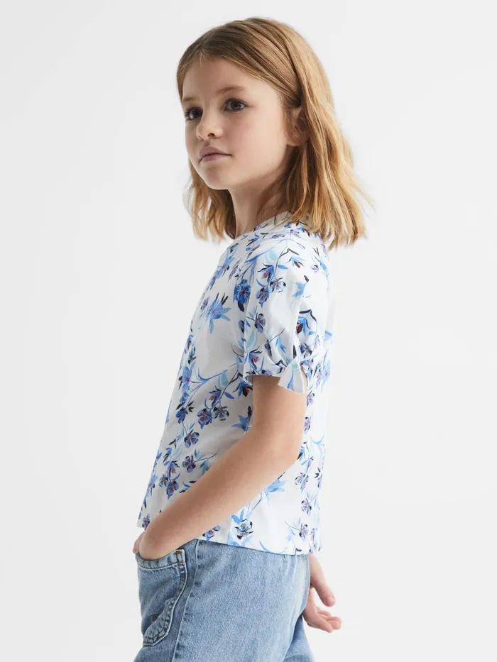 Children Tally Printed Cotton TShirt Blue Print Reiss Tops and Tshirts