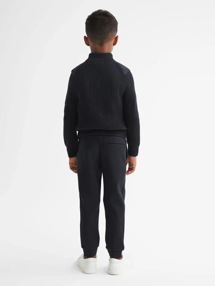 Children Trainer Hybrid Zip Through Quilted Jumper Navy Reiss Knitwear