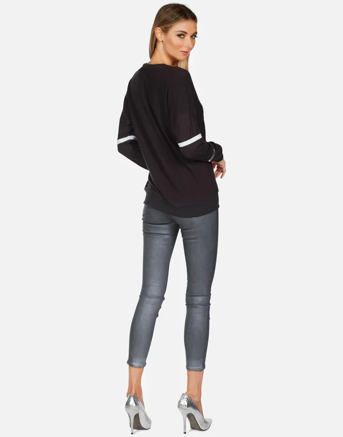 Chrissy Peace Sign Hand Onyx Women039s Lauren Moshi Long Sleeve