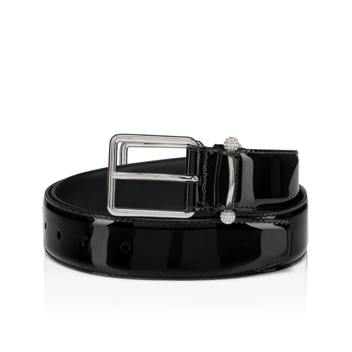 Christian Louboutin Belts Men Chambeliss Belt 8211 Patent Leather And Night Strass 8211 Black