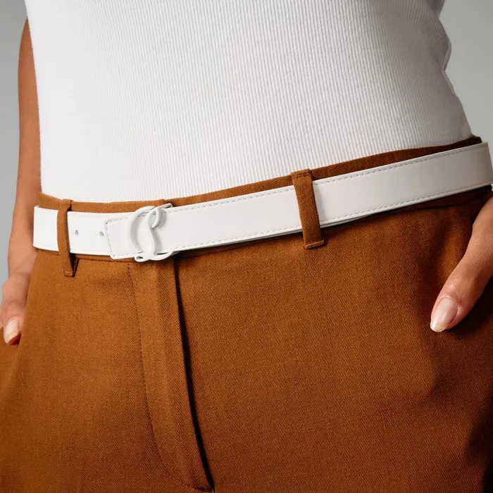 Christian Louboutin Belts Women CL Logo Belt 8211 Calf Leather 8211 Bianco