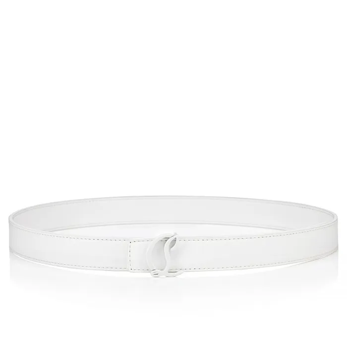 Christian Louboutin Belts Women CL Logo Belt 8211 Calf Leather 8211 Bianco