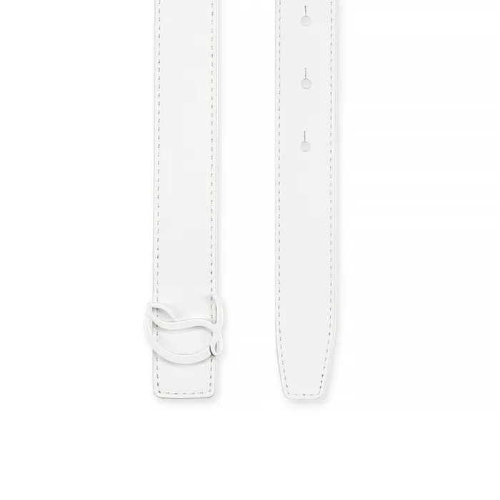 Christian Louboutin Belts Women CL Logo Belt 8211 Calf Leather 8211 Bianco