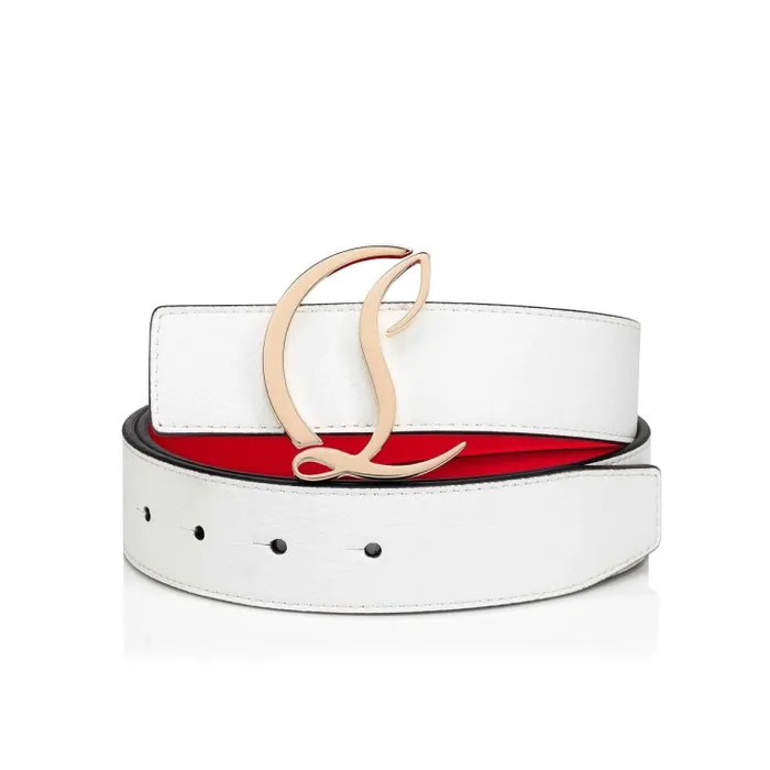 Christian Louboutin Belts Women CL Logo Belt Belt 8211 Grained Calf Leather 8211 Bianco