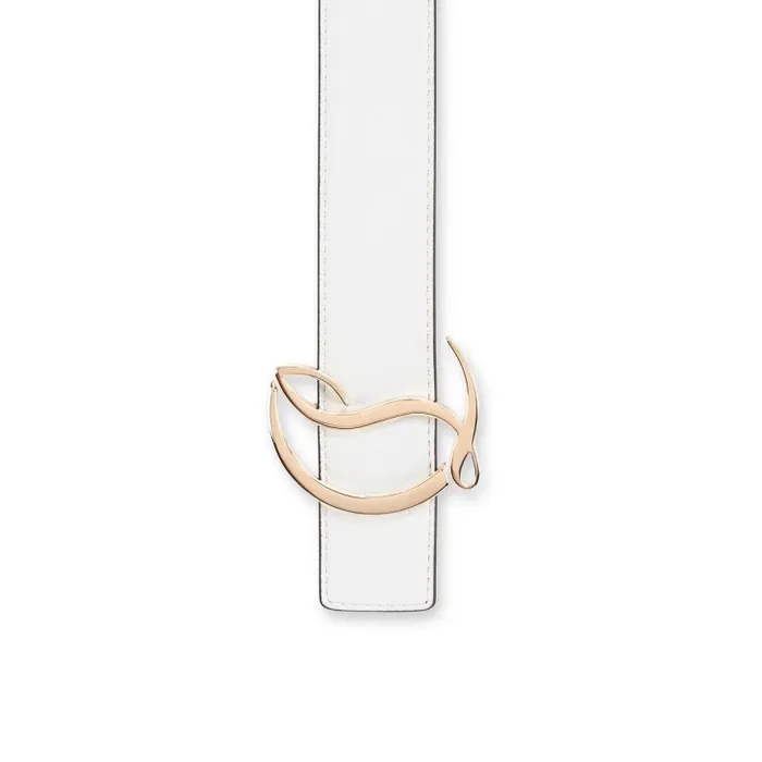 Christian Louboutin Belts Women CL Logo Belt Belt 8211 Grained Calf Leather 8211 Bianco