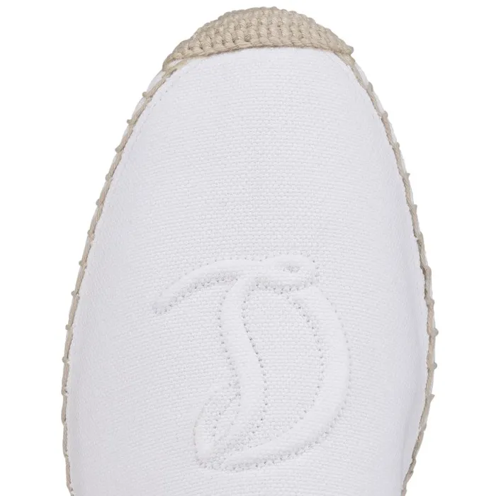 Christian Louboutin Flats and Loafers Women Nanou Lace CL Espadrilles 8211 Olona Canva And Calf Leather 8211 Bianco