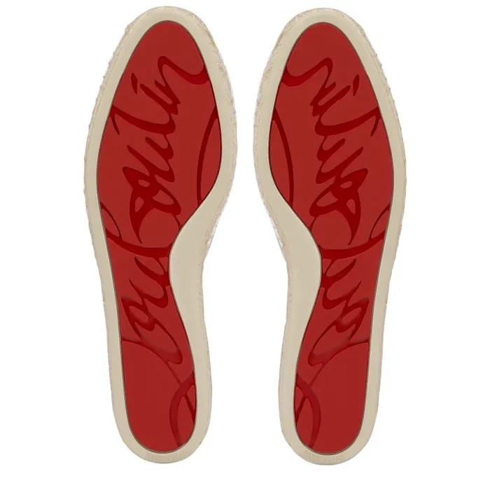 Christian Louboutin Flats and Loafers Women Nanou Lace CL Espadrilles 8211 Olona Canva And Calf Leather 8211 Bianco