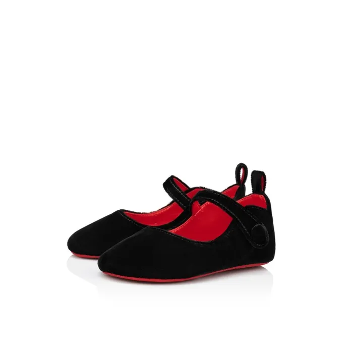 Christian Louboutin Girls Kids Baby Love Chick Ballerinas 8211 Velvet 8211 Black 8211 Baby