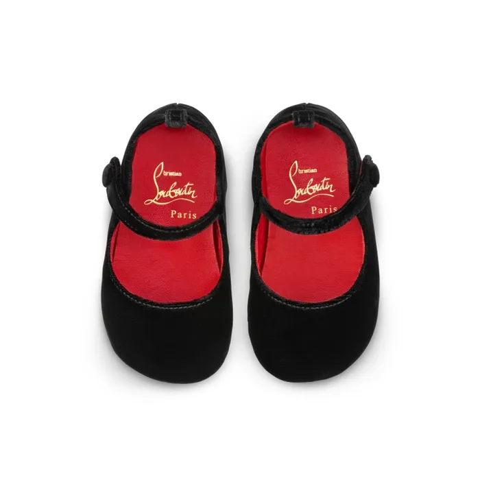 Christian Louboutin Girls Kids Baby Love Chick Ballerinas 8211 Velvet 8211 Black 8211 Baby