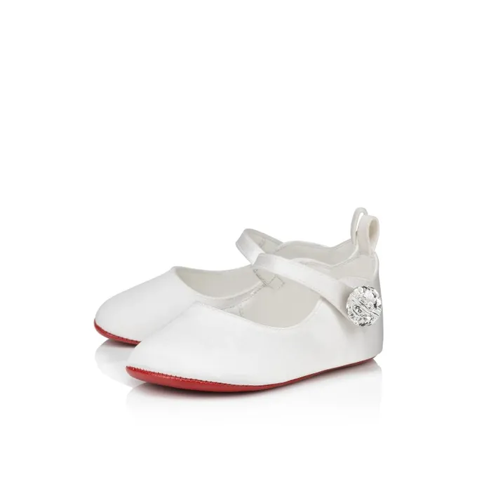 Christian Louboutin Girls Kids Baby Love Chick Strass Ballerinas 8211 Crepe Satin And Strass 8211 Bianco 8211 Baby