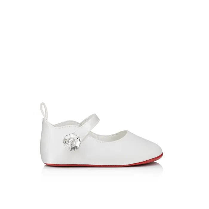 Christian Louboutin Girls Kids Baby Love Chick Strass Ballerinas 8211 Crepe Satin And Strass 8211 Bianco 8211 Baby