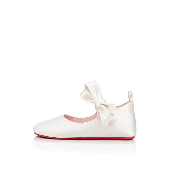 Christian Louboutin Girls Kids Lou Babe Ballerinas 8211 Crepe Satin 8211 Bianco 8211 Baby