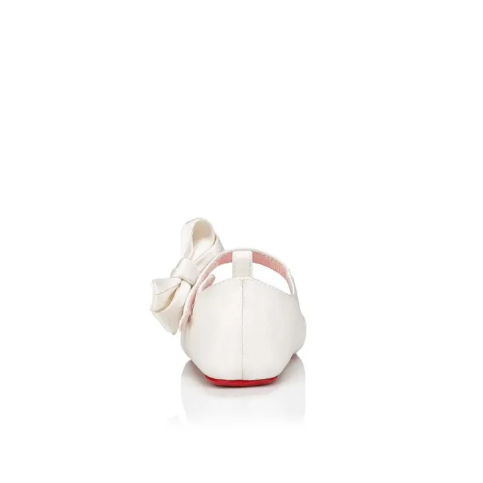 Christian Louboutin Girls Kids Lou Babe Ballerinas 8211 Crepe Satin 8211 Bianco 8211 Baby