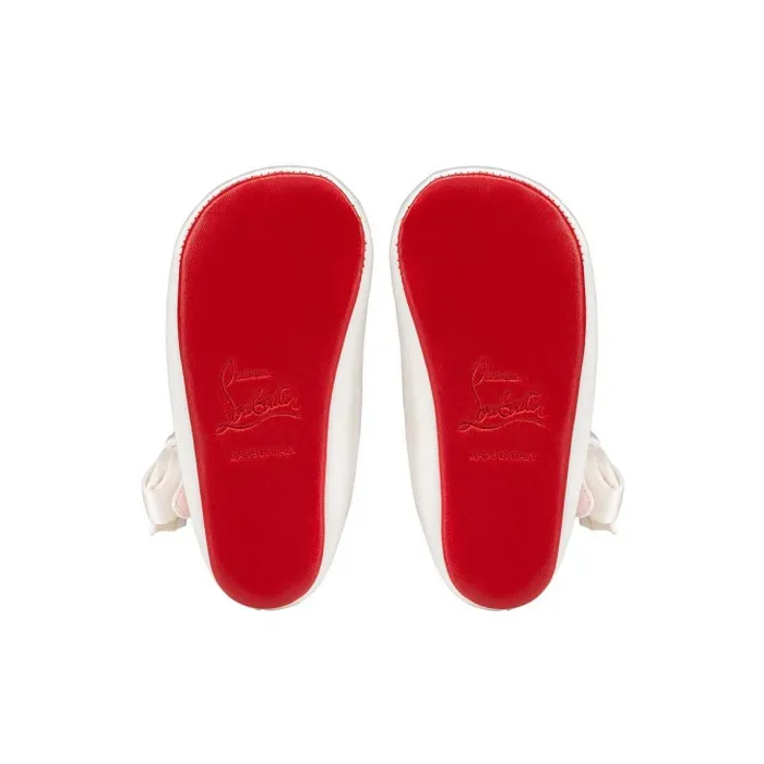 Christian Louboutin Girls Kids Lou Babe Ballerinas 8211 Crepe Satin 8211 Bianco 8211 Baby